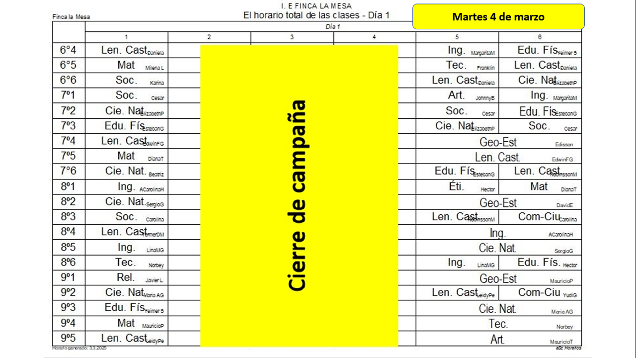 martes 4 de marzo